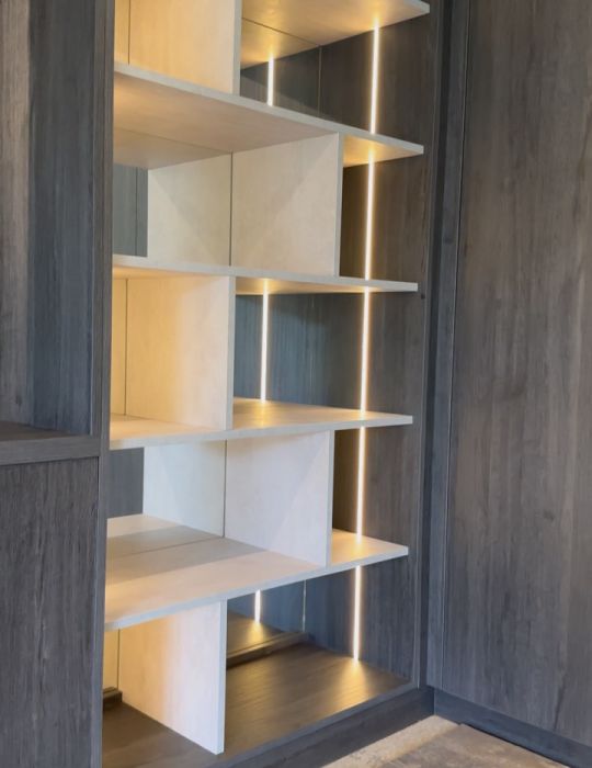 Eaves storage solution with lighting